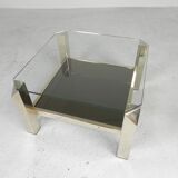 Belgo Chrom coffee table with 2 glass plates, 1970s