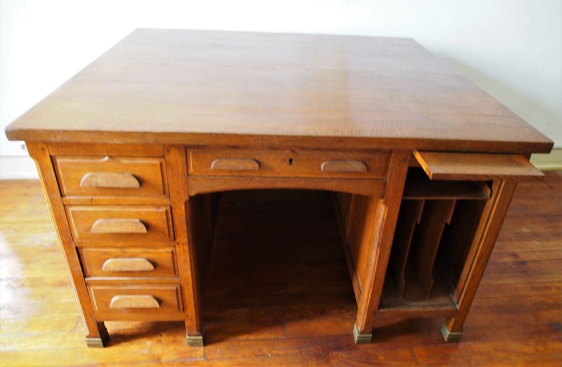 Desk double sided 1950 oak