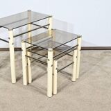 Beige Metal Nesting Tables, attributed to Yves Boutboul – 1970