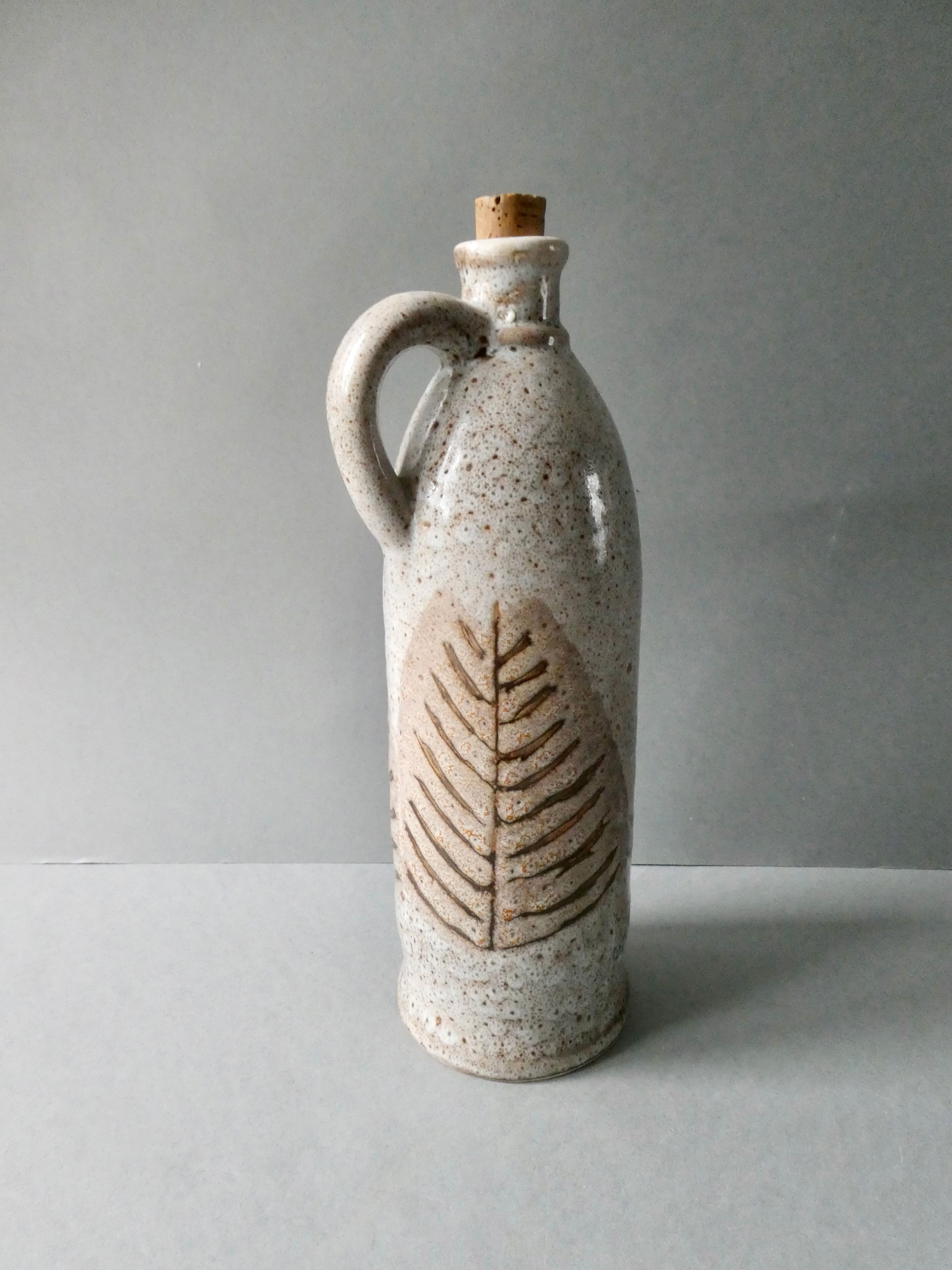 Stoneware bottle herbarium decoration, Jalapa model of the 60s