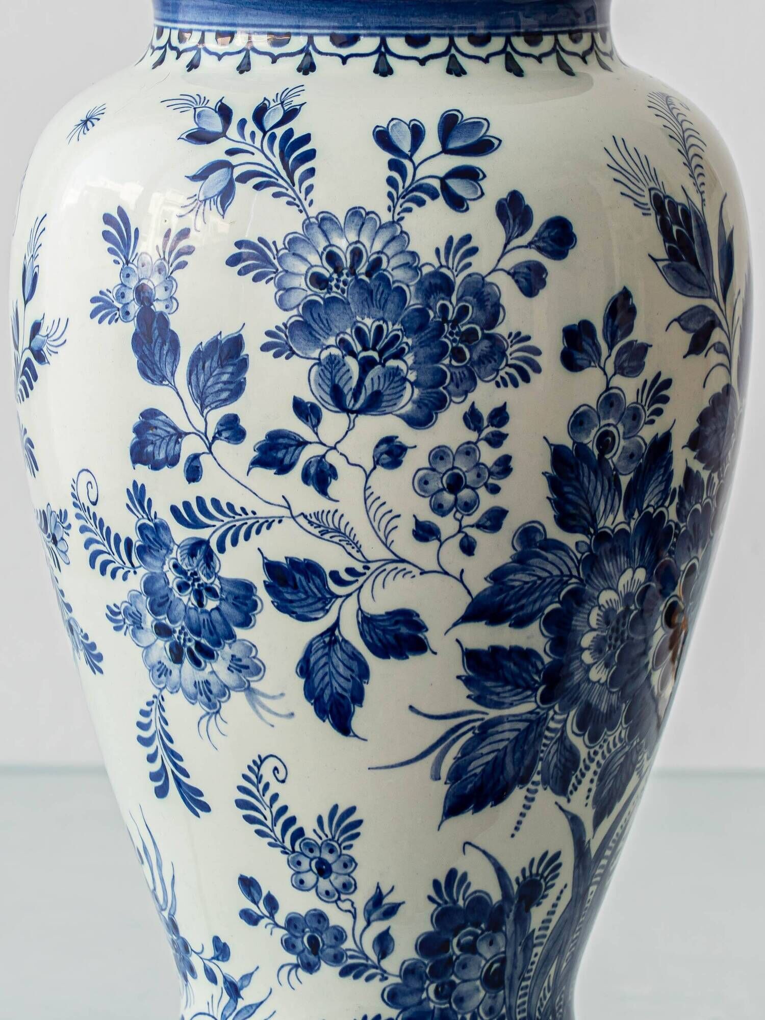 Vintage Table Lamp in Delft Style, Hand-Painted Blue and White, Ram Arnhem, New Shade