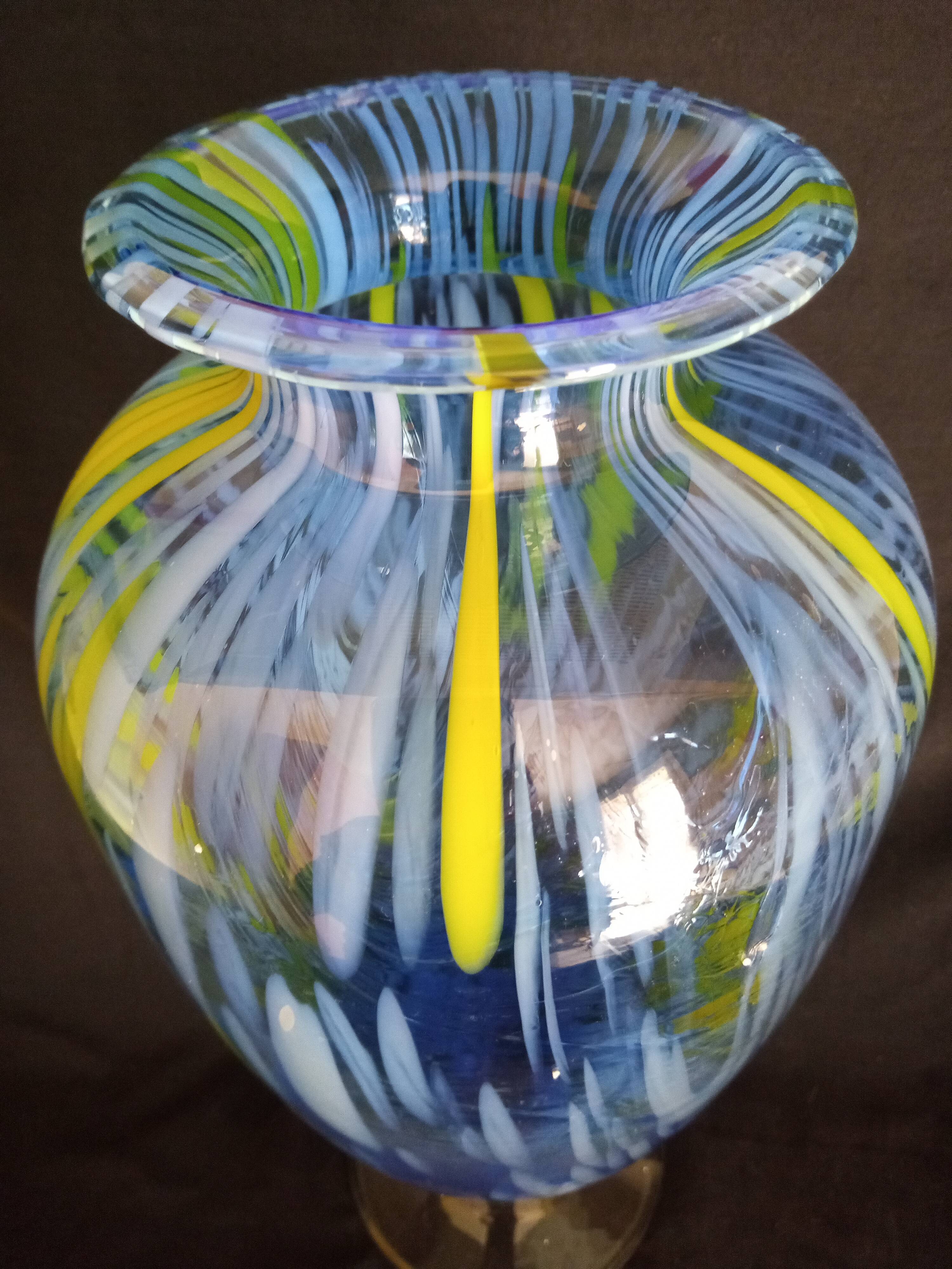 Large Murano glass vase, handmade, 38 cm high