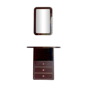 Commode et miroir en laque bordeaux,