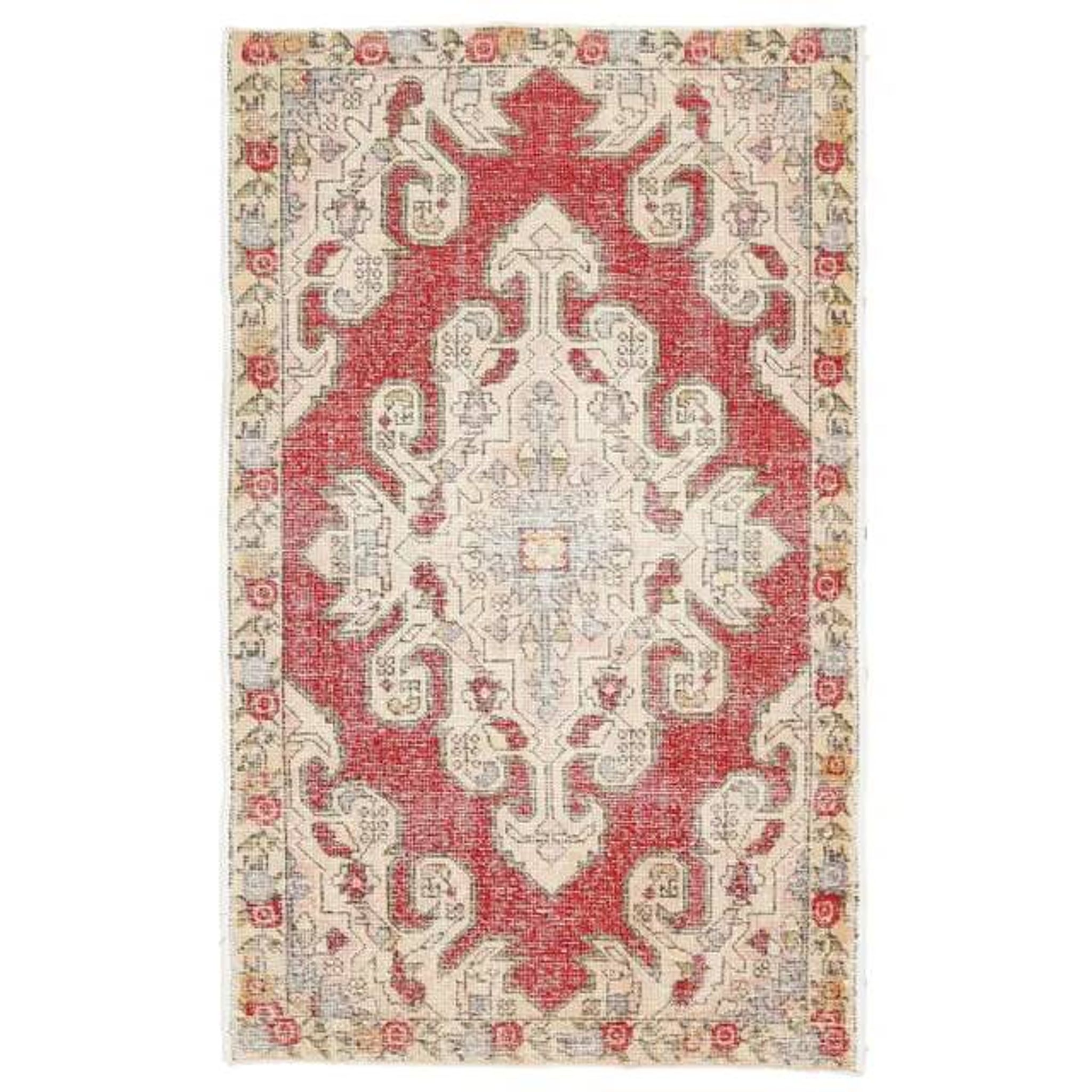 Vintage Turkish Oushak Handmade Wool Cotton Red Area Rug 127x209