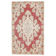 Vintage Turkish Oushak Handmade Wool Cotton Red Area Rug 127x209