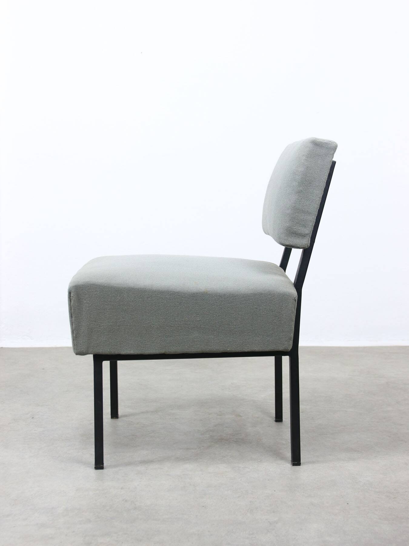 Mid-century Bauhaus Style Easy Chairs in Grey Fabric