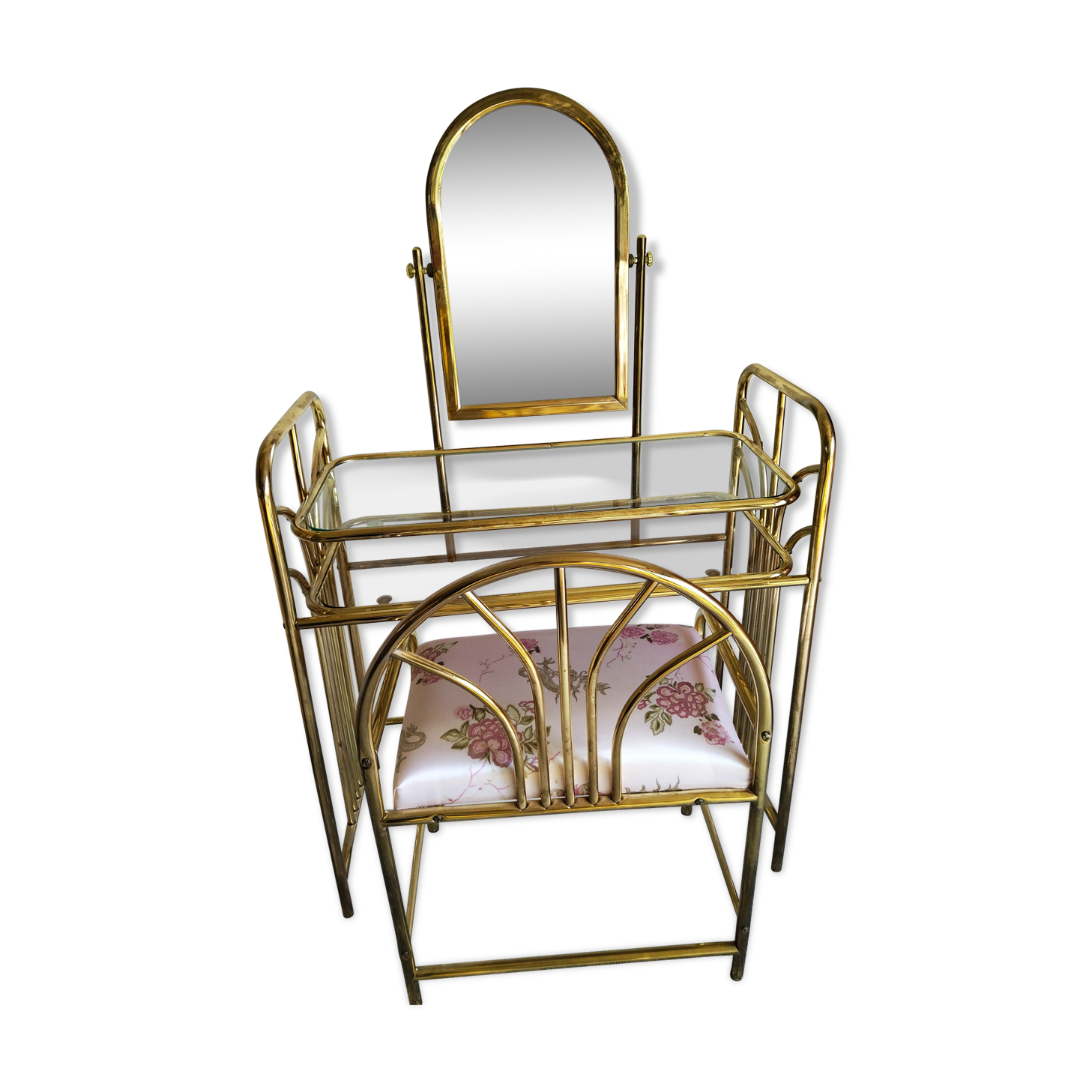 Complete dressing table, golden and vintage