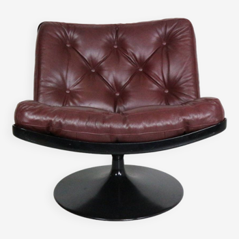 Geoffrey Harcourt swivel leather lounge chair - "F504" for Artifort, 1960s