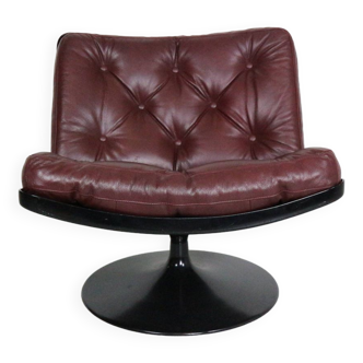 Geoffrey Harcourt swivel leather lounge chair - "F504" for Artifort, 1960s