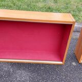 Glass wall shelf in light oak 1960