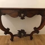 Old console in walnut and marble top