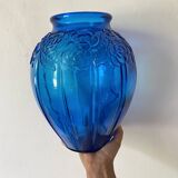 Grand vase art déco bleu cobalt
