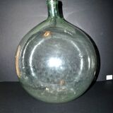 Large vintage light green glass demijohn bottle 20L H42cm