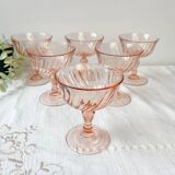 6 vintage pink glass bowls “Rosaline” Arcoroc Luminarc – French depression glass – Antique tableware made in France