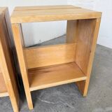 Pair of pine stools or bedside tables, mountain furniture, 1950s