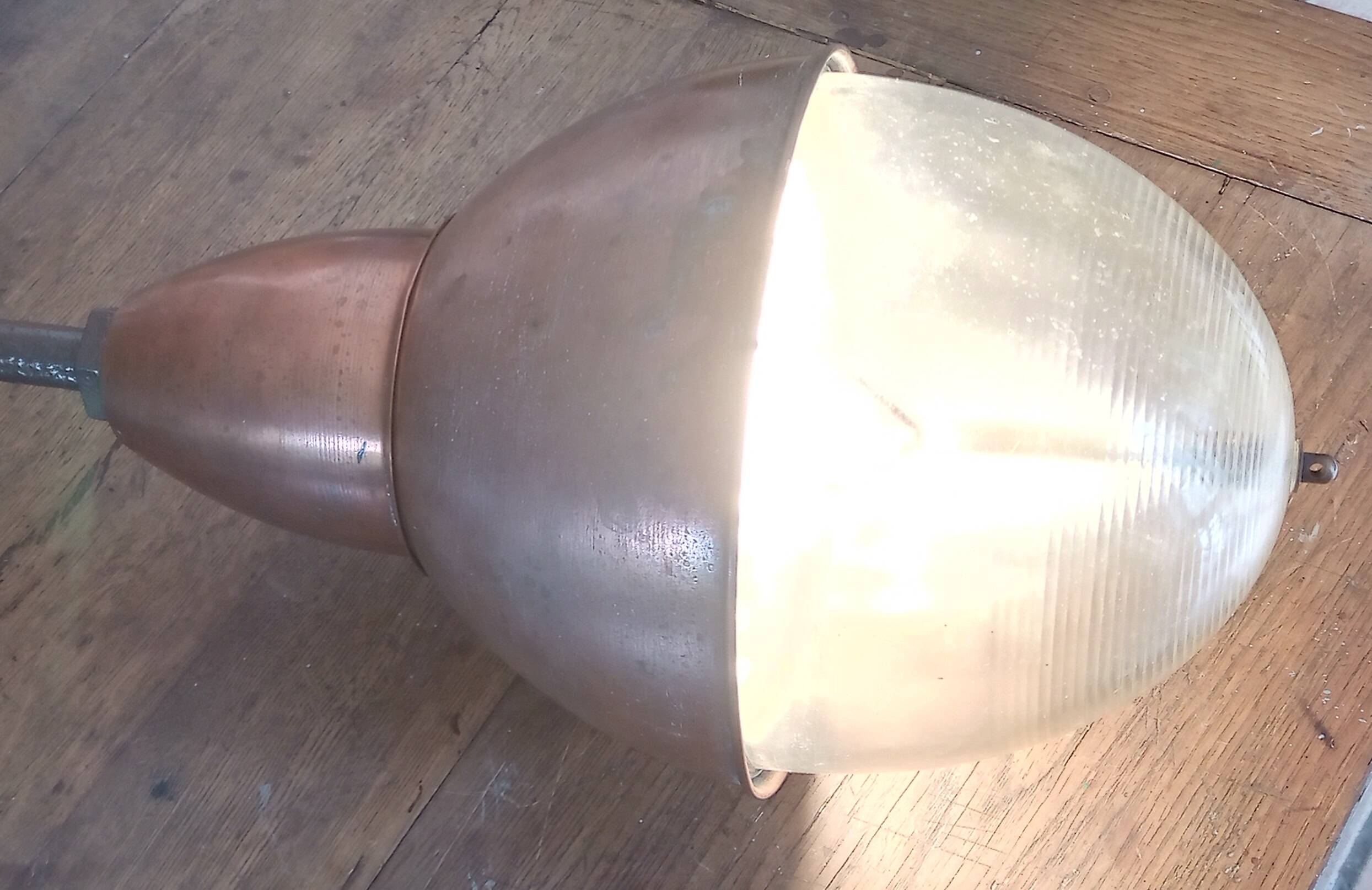 Street light, gallows, industrial wall light in copper from the 1930s