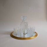 Whiskey decanter and 6 glasses