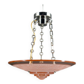 Modernist Art Deco pendant lamp in pink glass and chrome bronze, by Henry Petitot, 1935