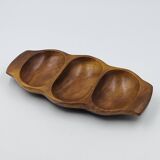 Segmented wooden plateau carved from exotic wood, Asia, 1970s.