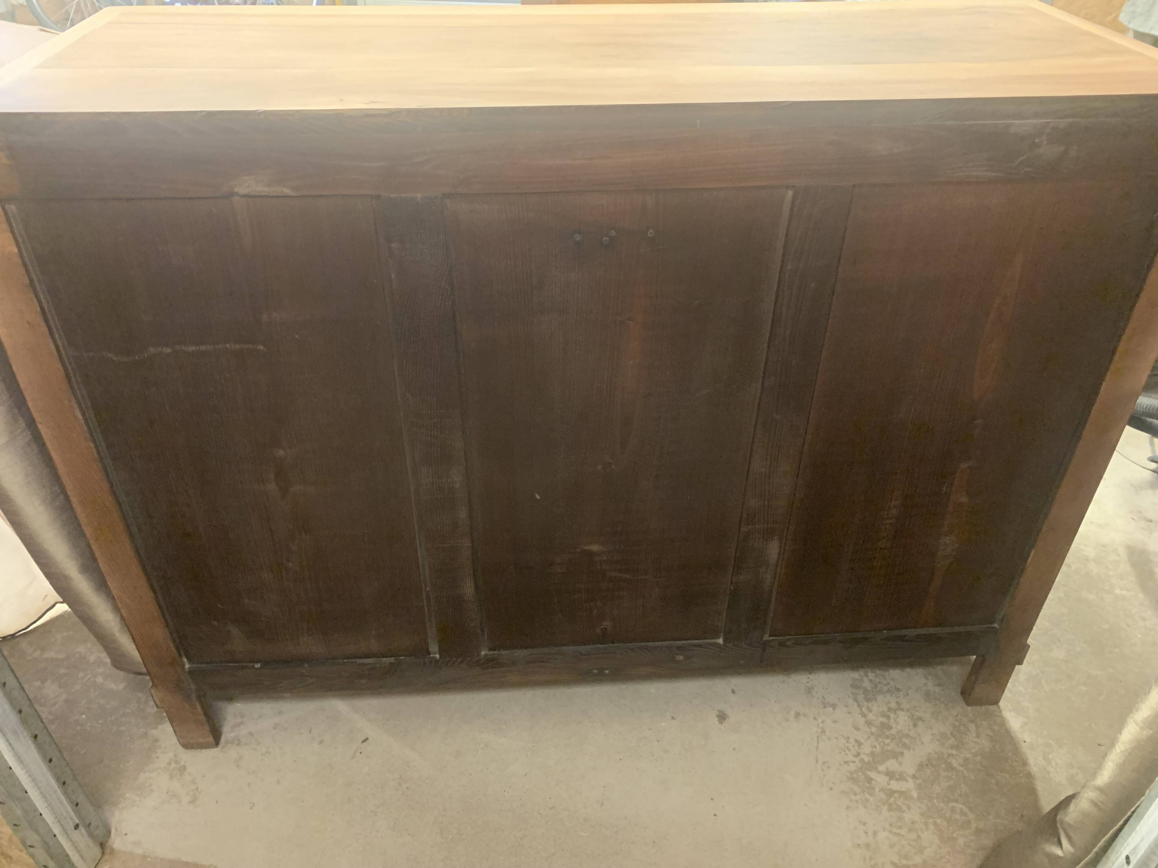 Art Deco raw wood sideboard in solid walnut