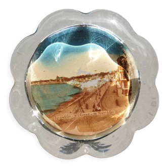 Crystal glass paperweight Sables d'Olonne 1925