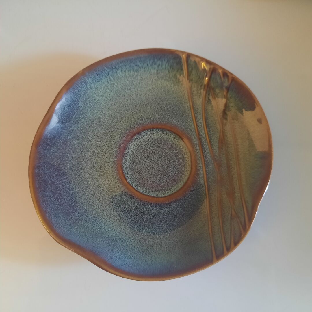 Rare Set 3 Coffee Cups and Saucers Médard De Noblat By Hualian Copenhagen Blue new condition