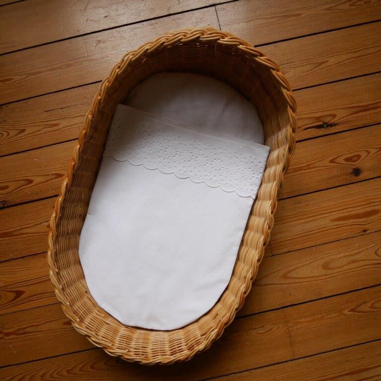 Wicker woven doll basket