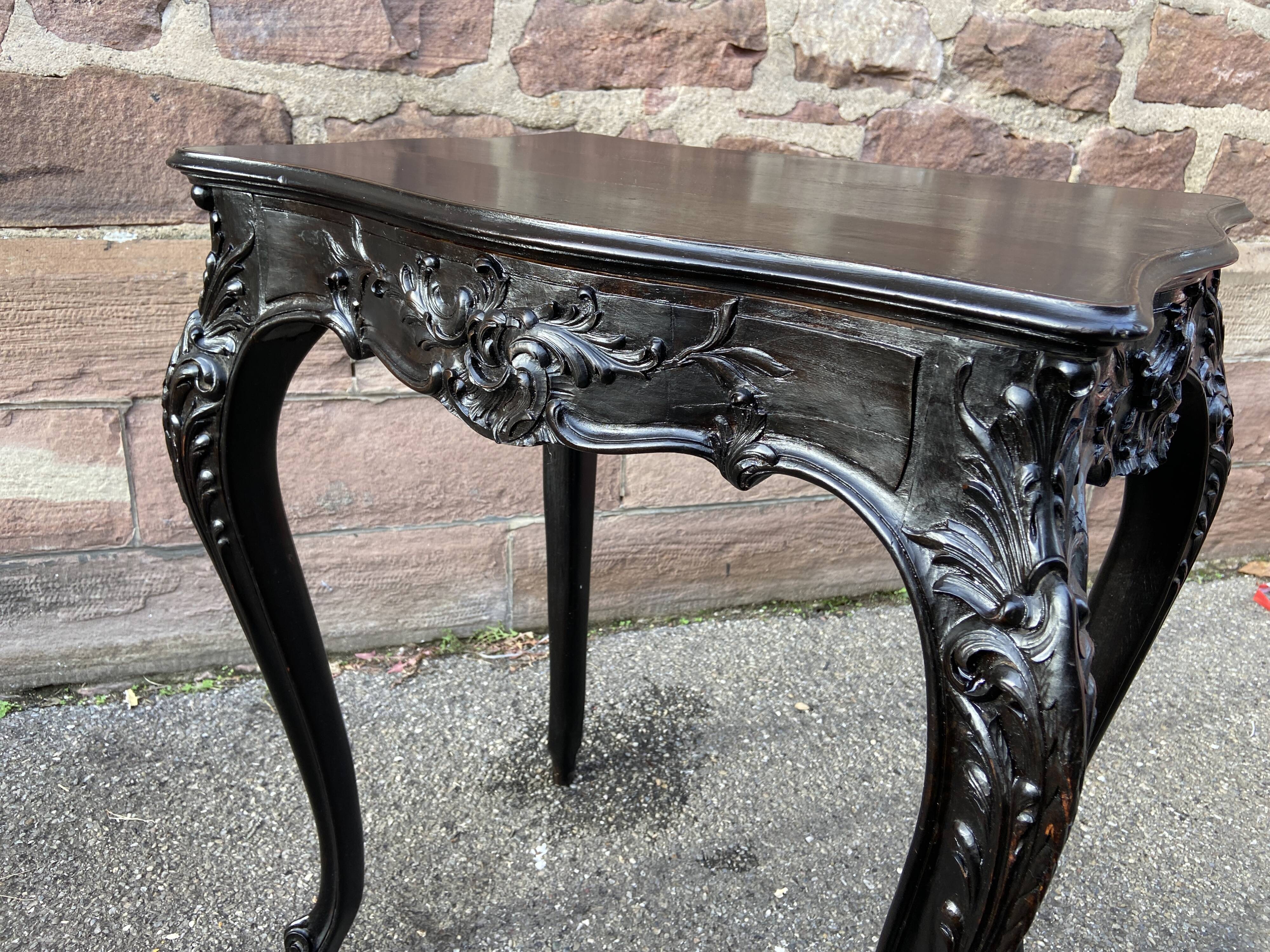 Middle table living room console 1900 neo louis xv in blackened wood napoleon iii