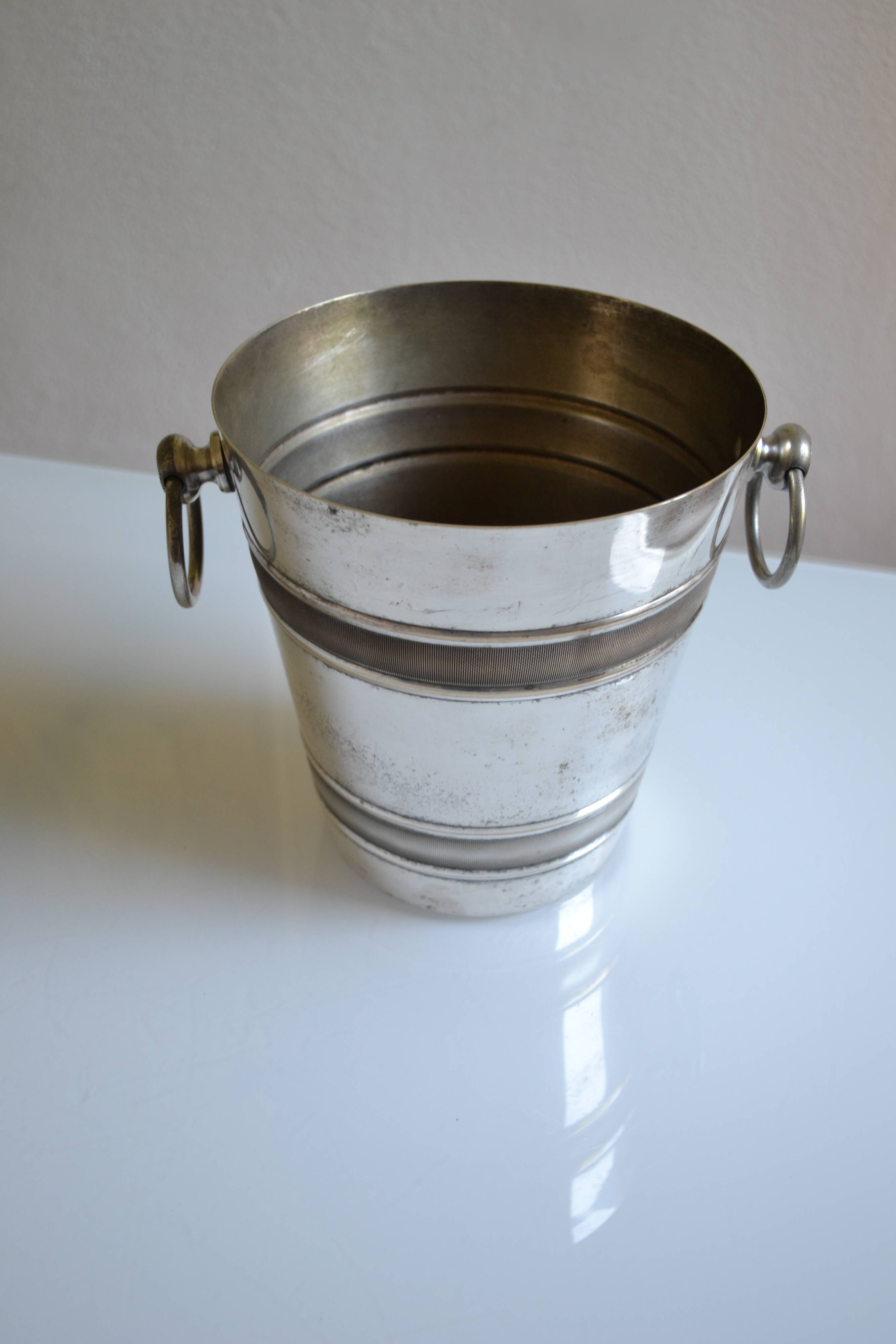 Silver-plated ice or champagne bucket with goldsmith's hallmark
