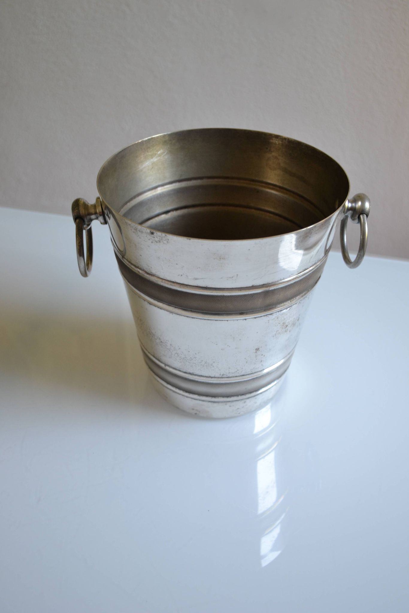 Silver-plated ice or champagne bucket with goldsmith's hallmark