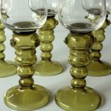 Lot de 5 grands verres à vin Roemer soufflés à la bouche, vintage des années 50