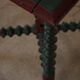 Vintage Scandinavian Stool Painted in Dark Green and Dark Red Wood, Folk Style, 1940s