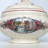 Earthenware tureen from sarreguemines obernai model illustrated by henri loux