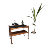 Rolling Cart in Rosewood with Black Formica Top, 1960s