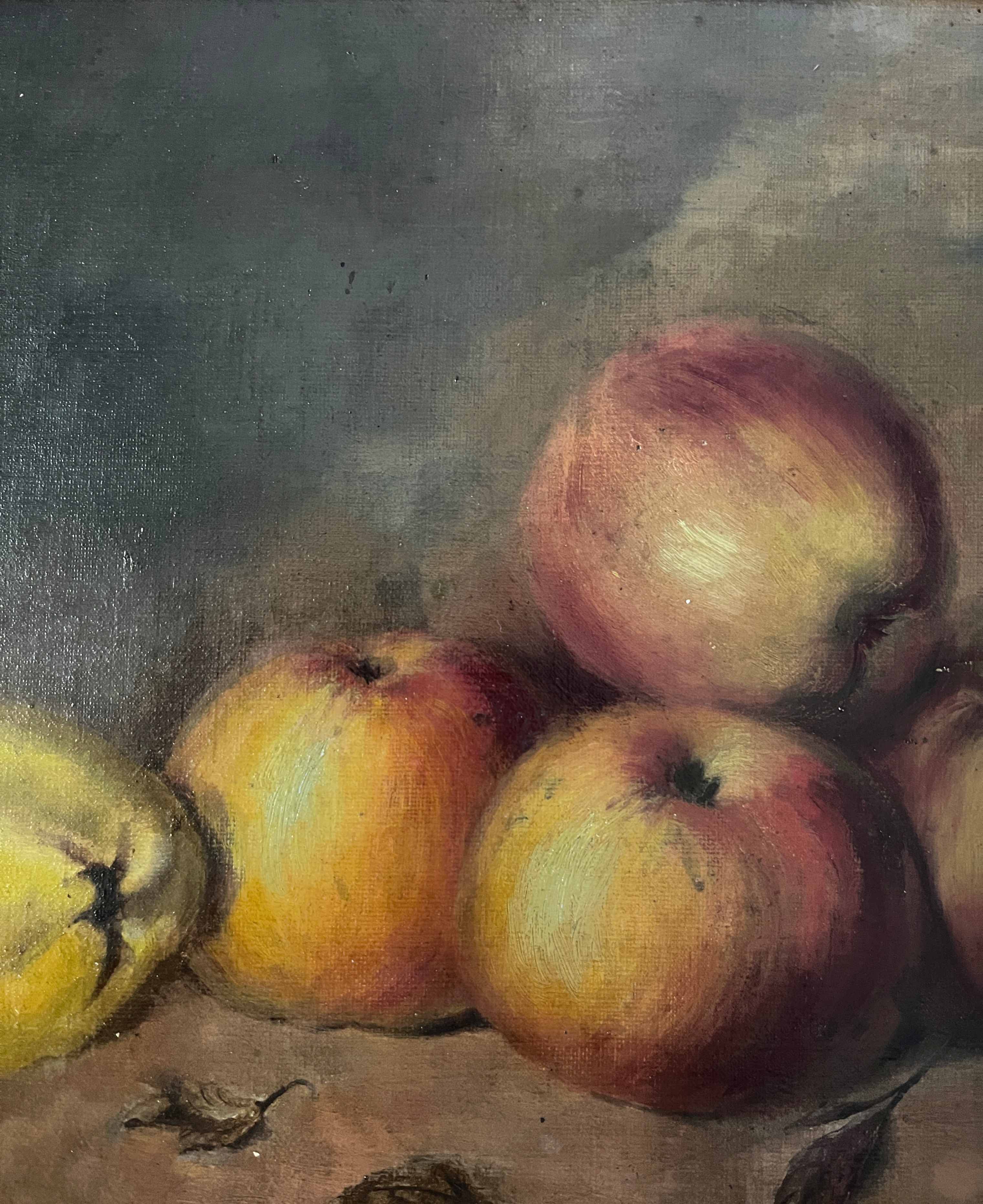 Tableau HST "Still Life with Apples and Quinces" signed D. Finelle 1911 + frame