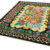 Handmade Vintage Moldovan Black Kilim 181 cm