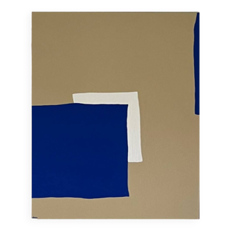 Grand abstrait contemporain bleu klein