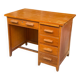 American desk in solid oak wood with 5 drawers
