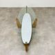 Scandinavian coffee table Hugues Poignant oval wood marble glass
