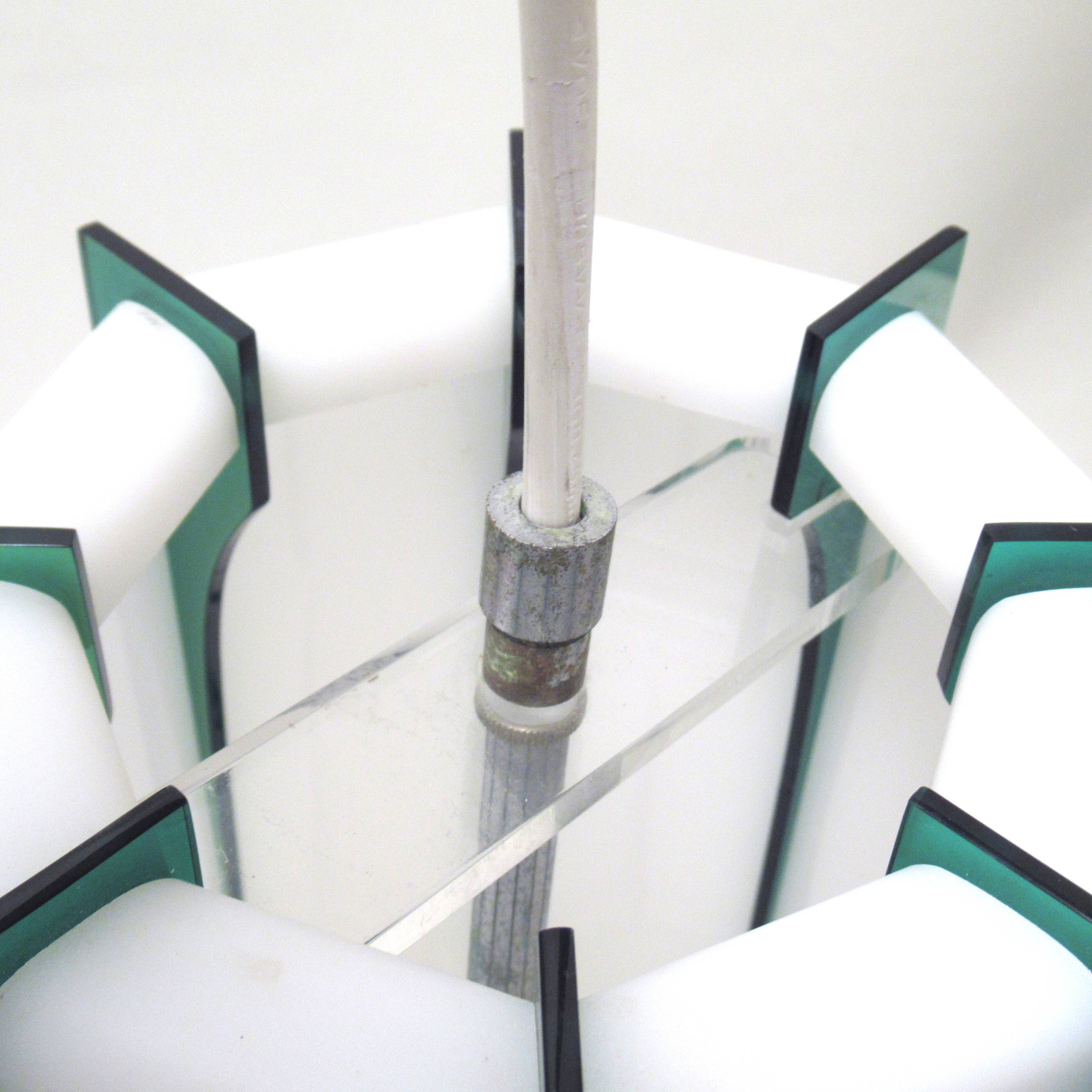 Two-tone white green pendant lamp Harvey Guzzini 60s