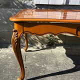 Antique extendable table in cherry wood and marquetry in the Louis XV style.