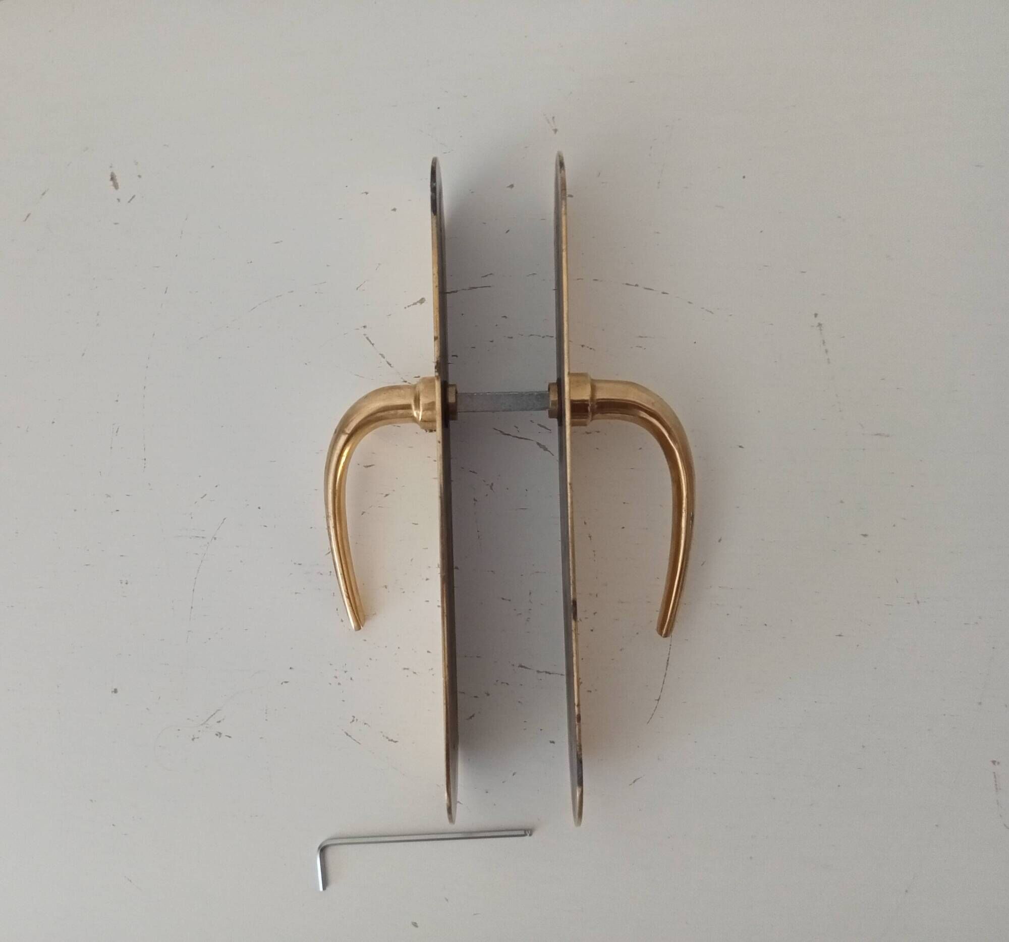 Pair of solid brass door handles