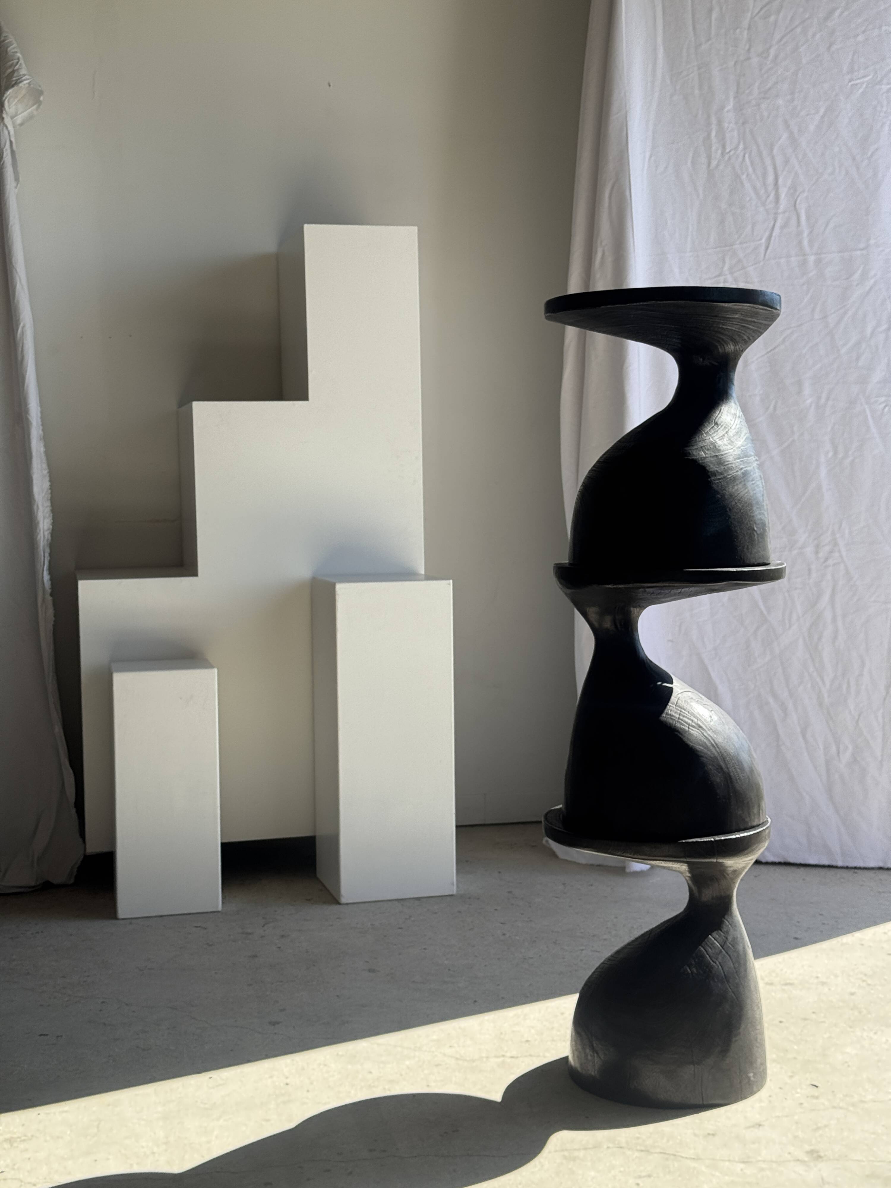 Sexy Neck - Solid wood side table (monoxyle) in organic shape colour