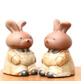 Ceramic rabbit salt shakers by ibuki, 60s