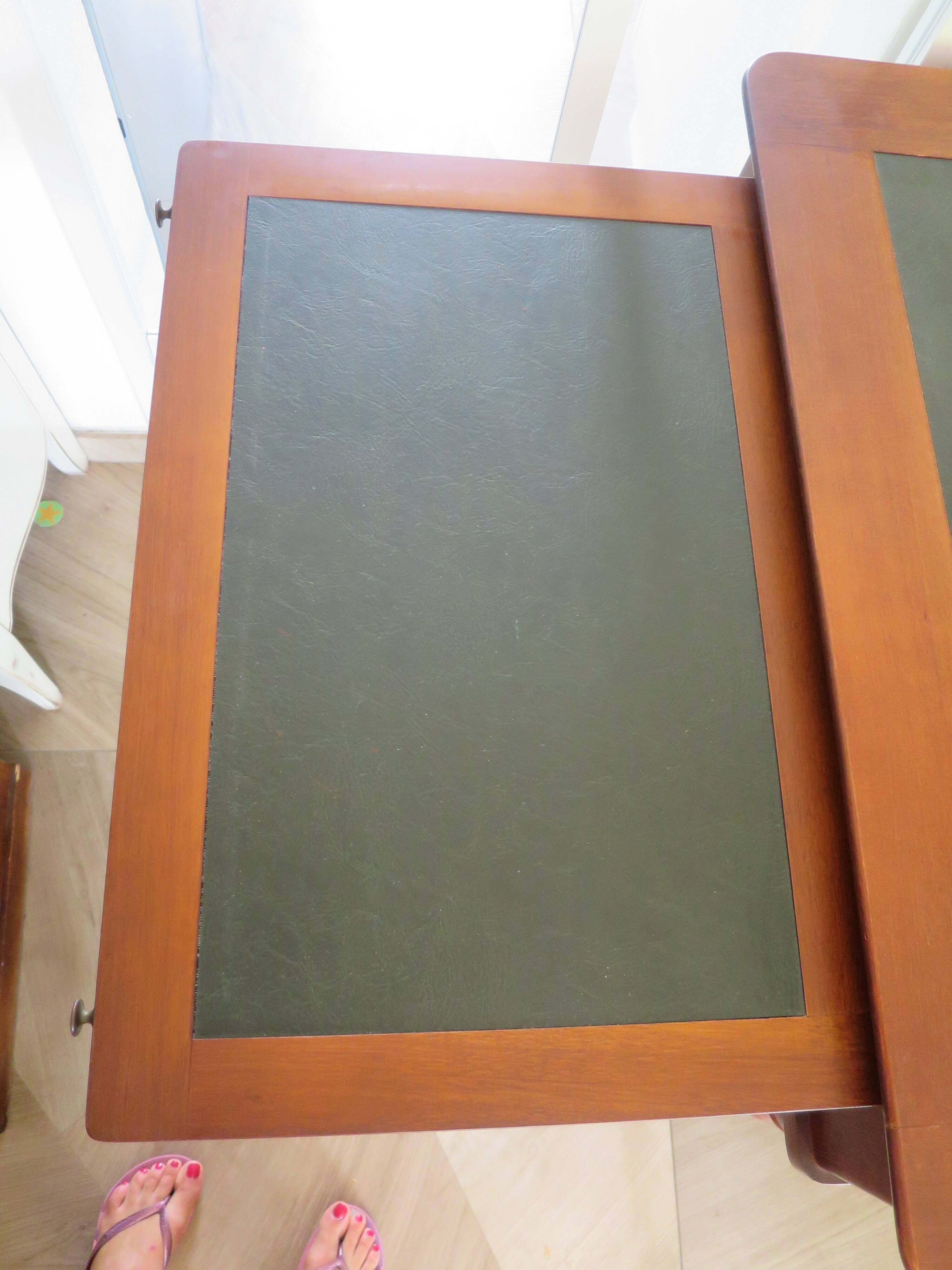 minister's desk - 2 drawers - solid wood - faux leather writing pad - Louis Philippe