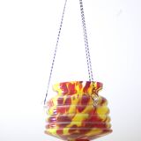 Art deco spatter glass pendant planter, Bohemia 1930s.