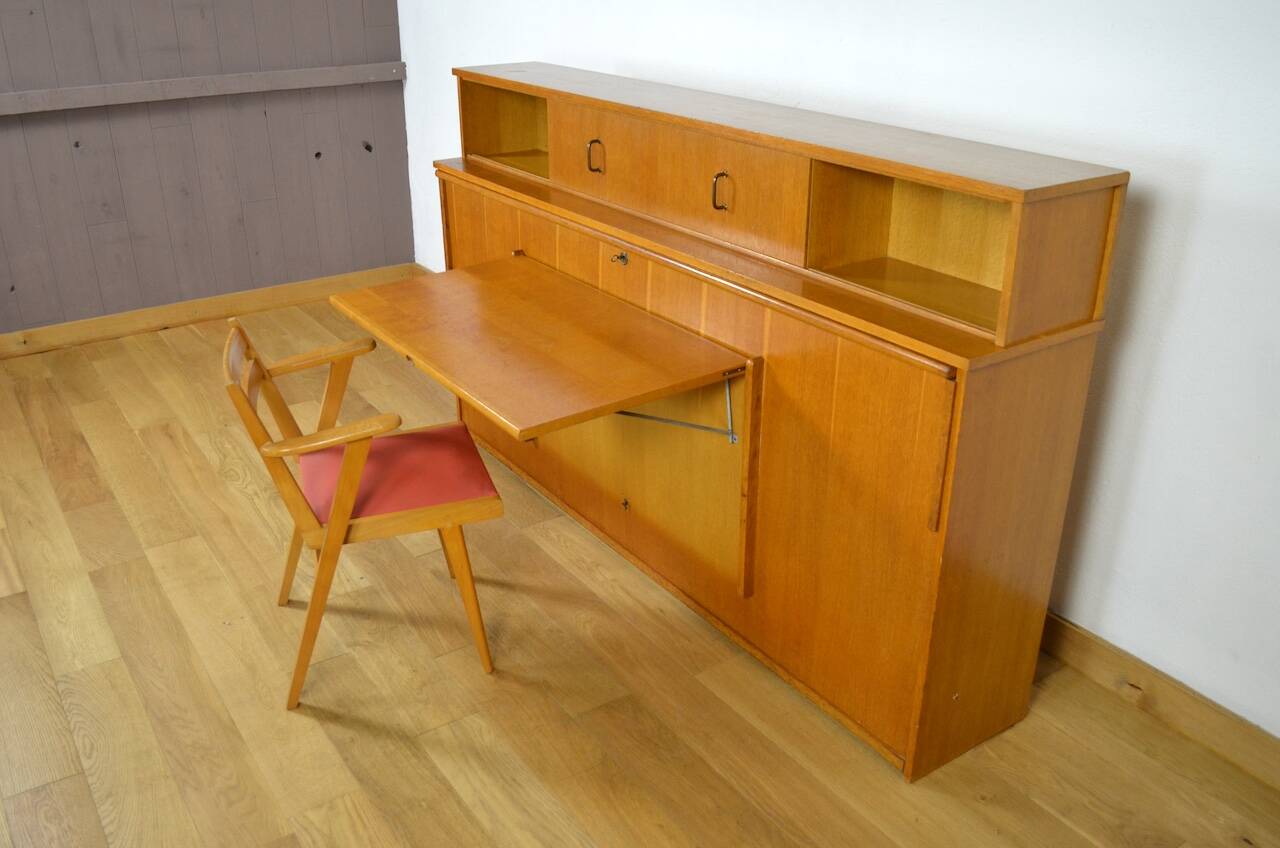 Daybed / Modular Desk Furnished in Vintage Blond Oak 1950