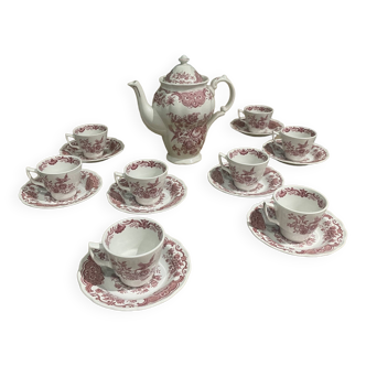 Service à café en porcelaine anglaise ridgway rose