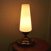 Brass lamp with opaque white opaline, 1950s