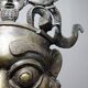 Masque africain en bronze vintage Bamoun, Cameroun